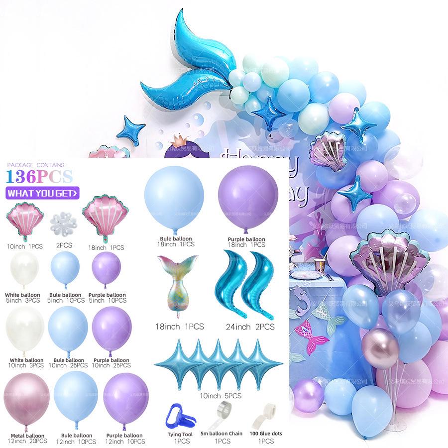 Mermaid Tail Balloon Set for Birthday Party Decoration