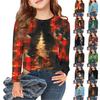 Christmas Day Girls Long Sleeve T Shirts Kids Fall Tops Crewneck Printed Basic Tees