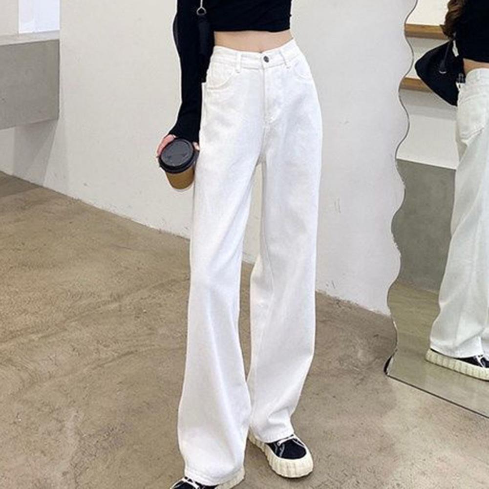 Straight Wide Leg Long Trousers High Waist Wide Leg Denim Pants for Women Streetwear Jeans with Pockets Vintage for Autumn