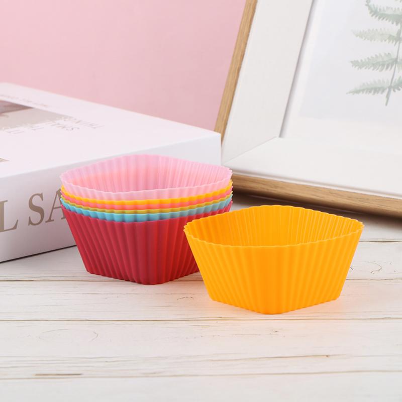 10Pcs Square Shape Silicone Cake Cup Cake Tool Bakeware Baking Silicone Mold Cupcake DIY Kitchen Accessories