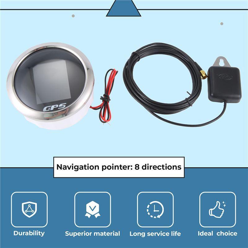 Reliable 85Mm Smart GPS Speedometer Waterproof TFT Screen Digital Tachometer Odometer With GPS Antenna For Car Boat Motorcycle