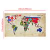 Kunst-Hintergrundtuch Retro-Weltkarte mit Nationalflaggen Wandposter, Rahmenlos für Zuhause Geografische Werkzeuge, Reisebedarf