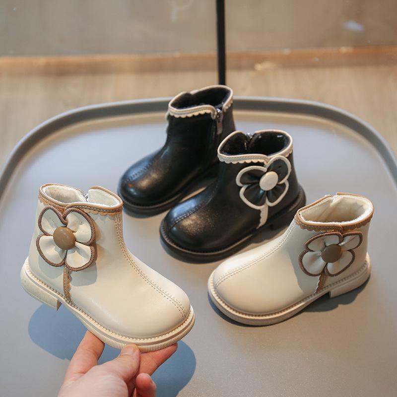 Girls' Velvet Cotton Boots Autumn and Winter Children's Warm Short Boots Girls Boots