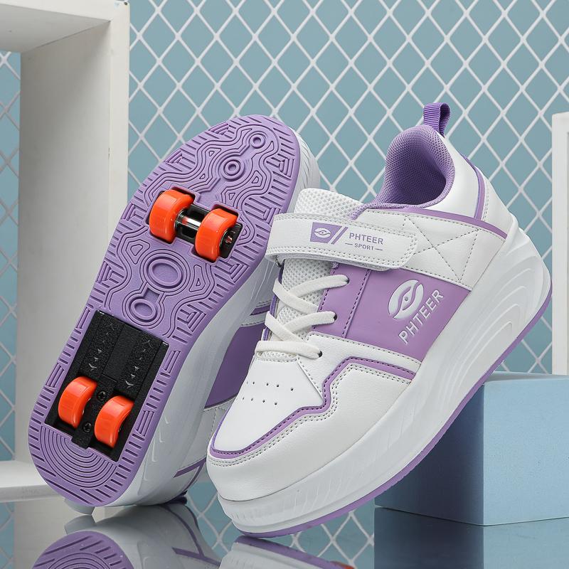 Girls' Runaway Shoes Spring New Children's Four-wheel Sliding Travel Skates Medium and Older Children's Sports Pulley Shoes