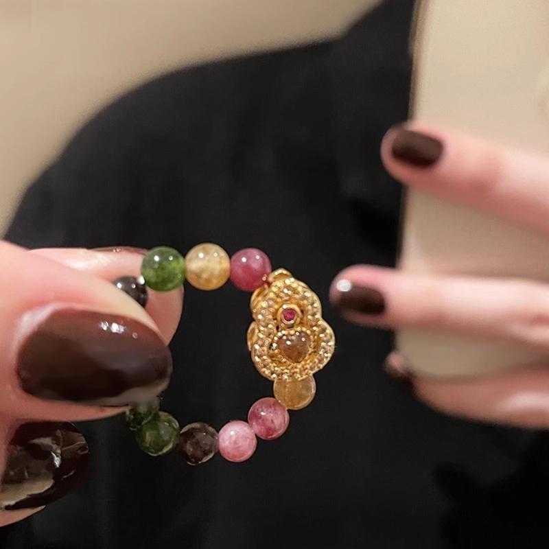 Colorful Beaded Rings Adjustable Rings Opening Rings Finger Open Rings Alloy Texture Suitable for Various Occasion