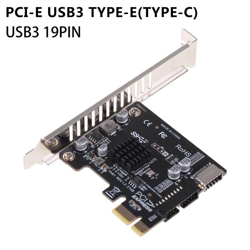 PCI für Pressekarte PCI-E auf USB3 Typ-E Frontplatte Typ-C 19P 20P Pansion-Karte Kompatibel PCI-E 1 4 8 16 Schnittstelle