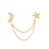 Trendy Rhinestone Moon & Pentagram Brooch for Suits