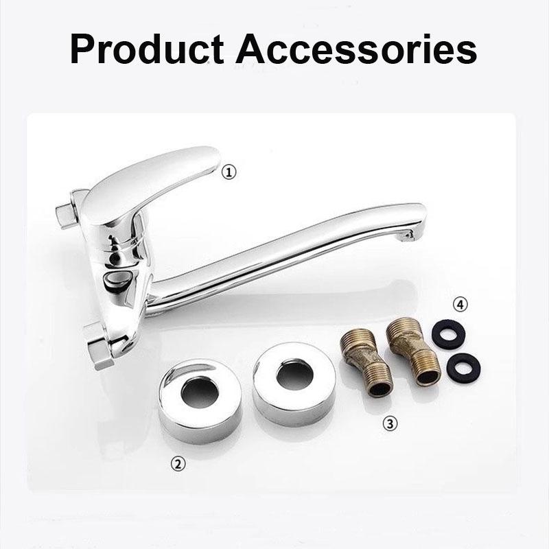 Wall-Mounted Double Holes Basin Faucet Cold Water Mixer Tap Single Handle Wash Chrome Finish Bathroom Mixer Taps