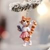 Cat Car Rearview Mirror Hanging Ornament Acrylic Material Bright Color Keychain Pendant Christmas Tree Ornament