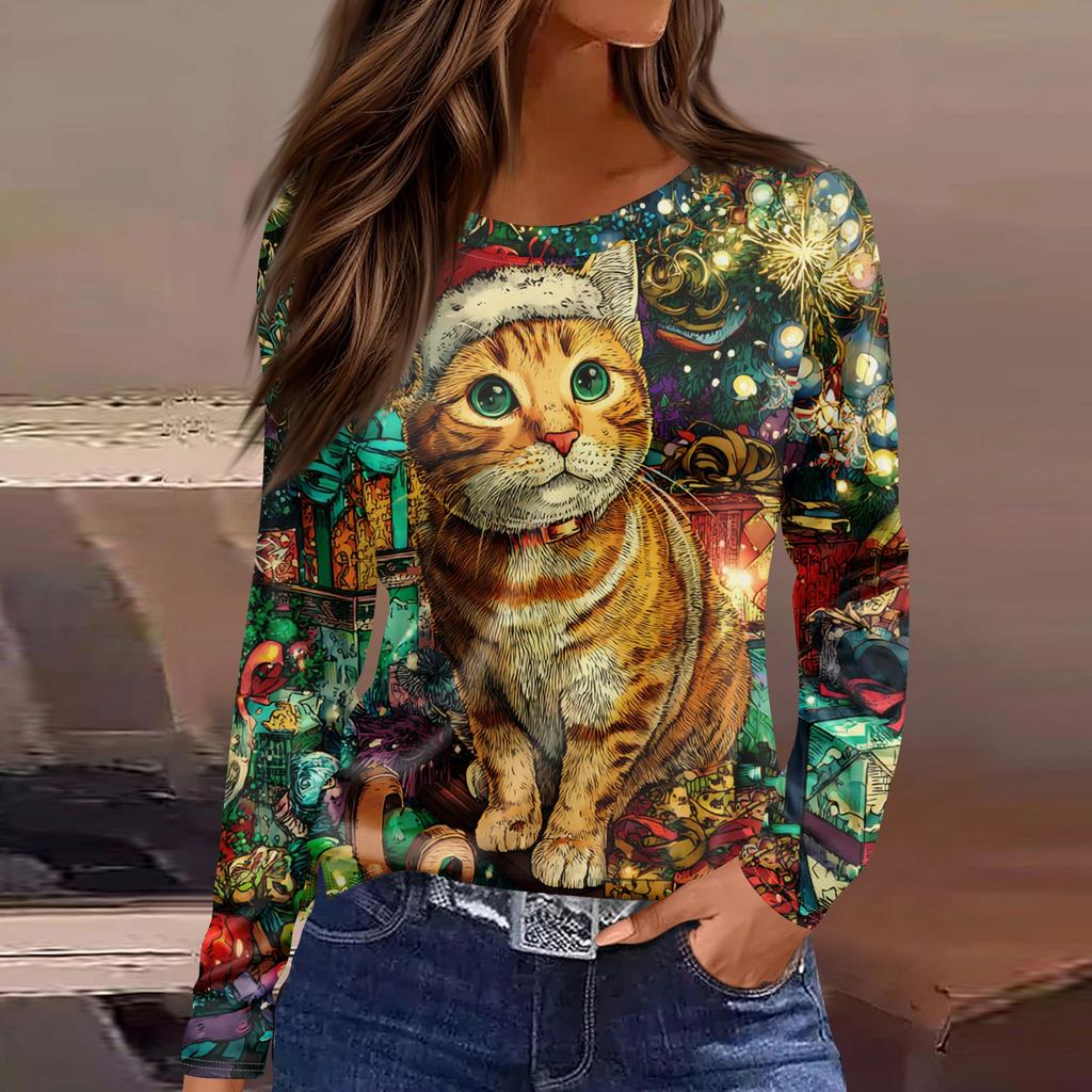 Womens's Fashion Casual Halloween Print V-neck Mid Length Pocket 3/4 Sleeve Top