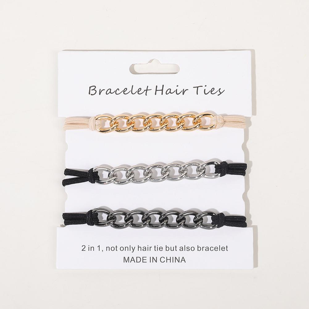 

3 шт./компл. металлическая цепочка для волос, простая, универсальная, прочная, высокоэластичная, сплавная резинка для волос, головной убор, аксессуары для волос 04