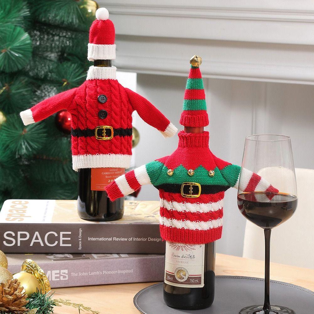DIY Weihnachts-Weinflaschenhülle Kreative gestrickte Pullover für Weinflaschen Partyzubehör