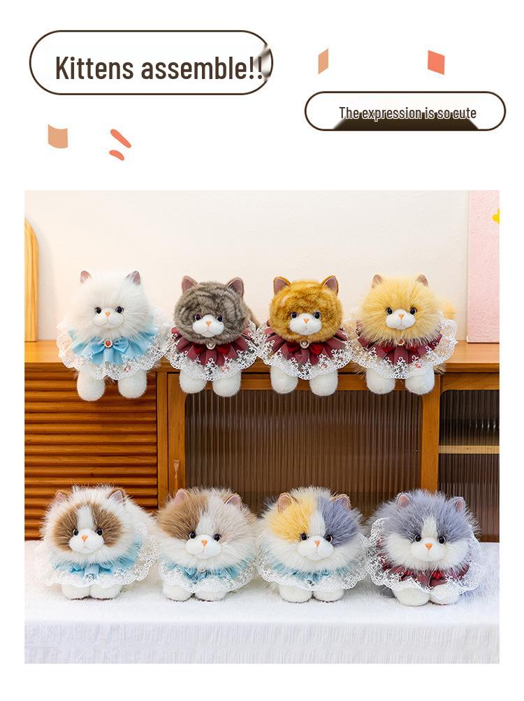 Meowing Plush Cat Doll - Cute Kitten Figurine Toy for Girls