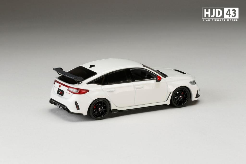 HobbyJAPAN HJD43 1/43 Scale Honda Civic TYPE R (FL5) RACING BLACK Package with OEM Options, Championship White, Finished Model (HJD431004W)