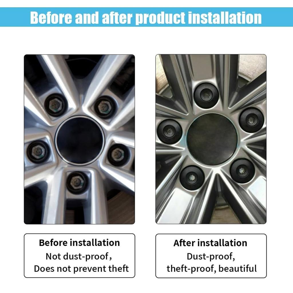 24pcs 17mm Black Wheel Nut Cover Lock Bolt Cover Abs Plastic Strip Disassembly Tool Dust Cover Suitable For Volkswagen Models