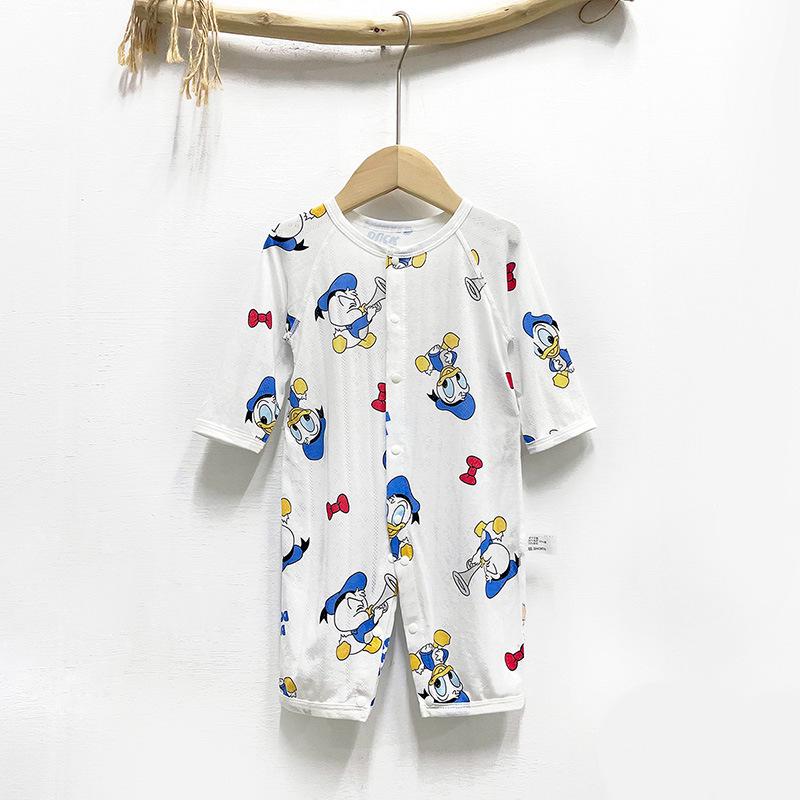 Baby Langarm-Bodysuit aus Bambusfaser: 3-24 Monate, Atmungsaktiver Druckknopf im Schritt, Nahtlos für den Sommer