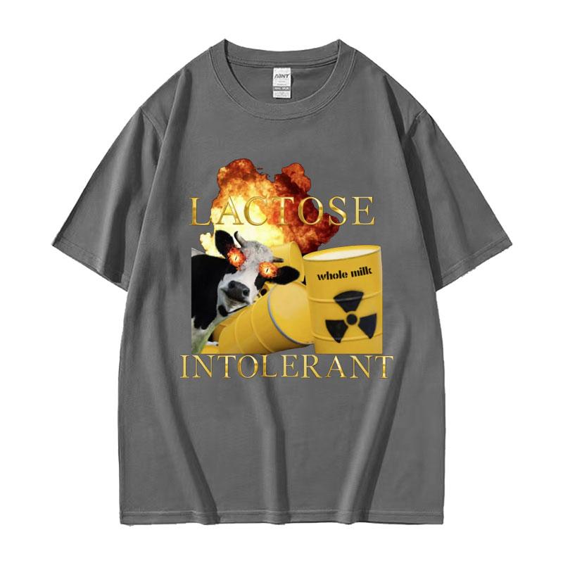 Lactose Intolerant Funny Meme Graphic T Shirt Men Women Harajuku Retro Humor T Shirts Male Casual 100% Cotton T-shirt Streetwear
