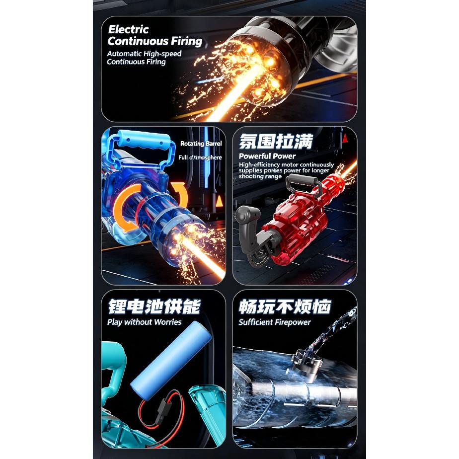 Auto Gatling Water Gun Cannon Rotating High-Pressure Electric Water Gun Toy Adults Outdoor Summer Fun Play Kid Gifts