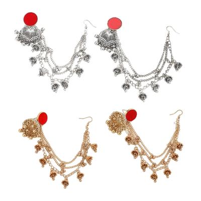 Elegant Dangle Earrings for Women Stylish Rhinestones Studded Earrings Bridal Accessory Ethnic Indian Style Jewelry