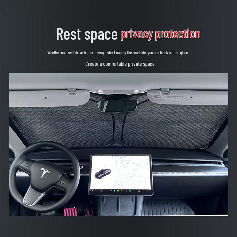 Tesla Model Y Full Blackout Windshield and Camping Privacy Sunshade