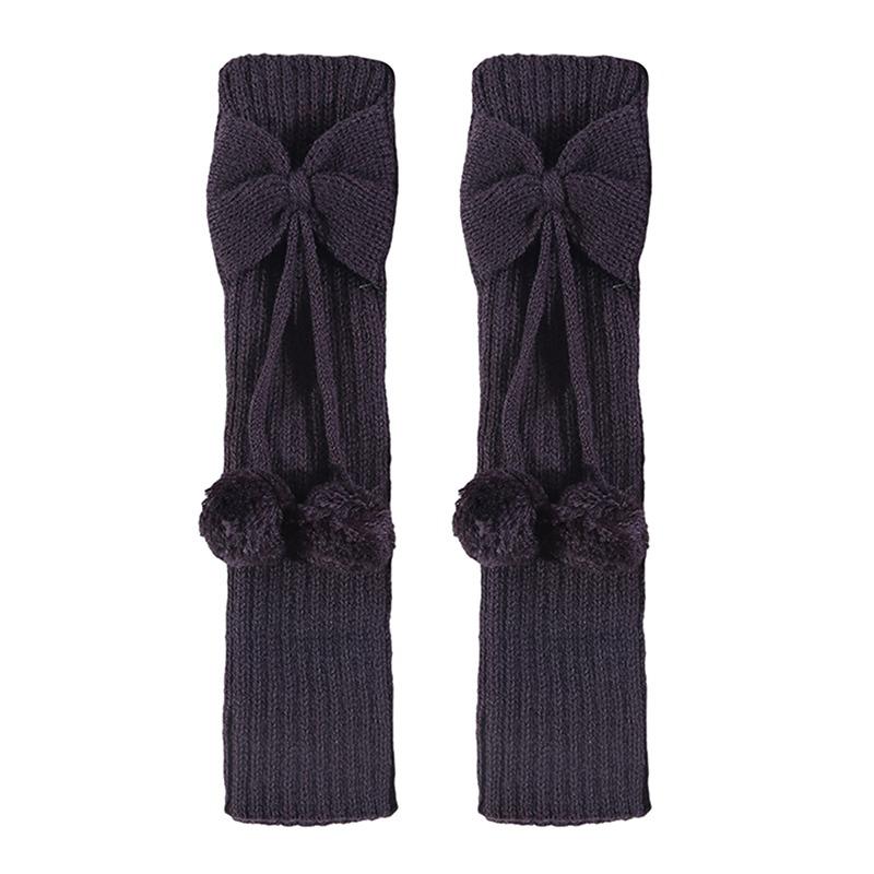 Kvinner Jenter Mote Strikkede Leggvarmere Kabelstrikk Fotløse Bootsokker Vinter Kawaii Benvarmere med Dusker