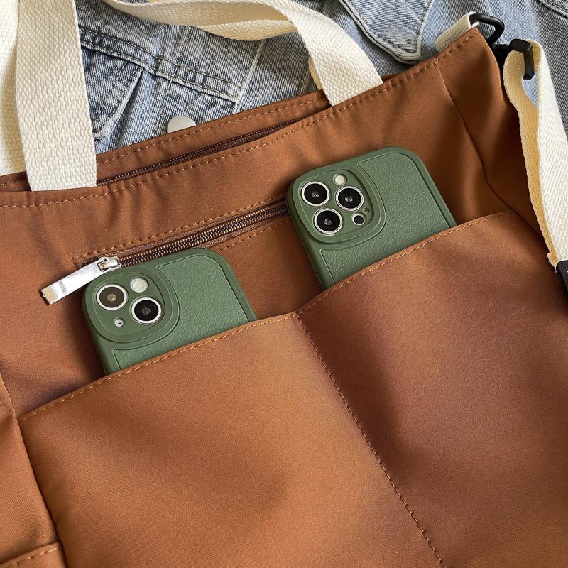 Women s Commuting Solid Color Tote Bag Large Capacity Crossbody Bag Handbag чёрный — фото 12