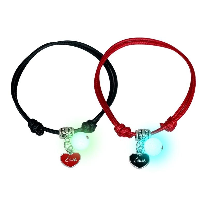 2 Stück leuchtendes Armband für Paare, modische beste Freunde, verstellbare Armbänder, Liebhaber, Freundschaft, geflochtenes Armband