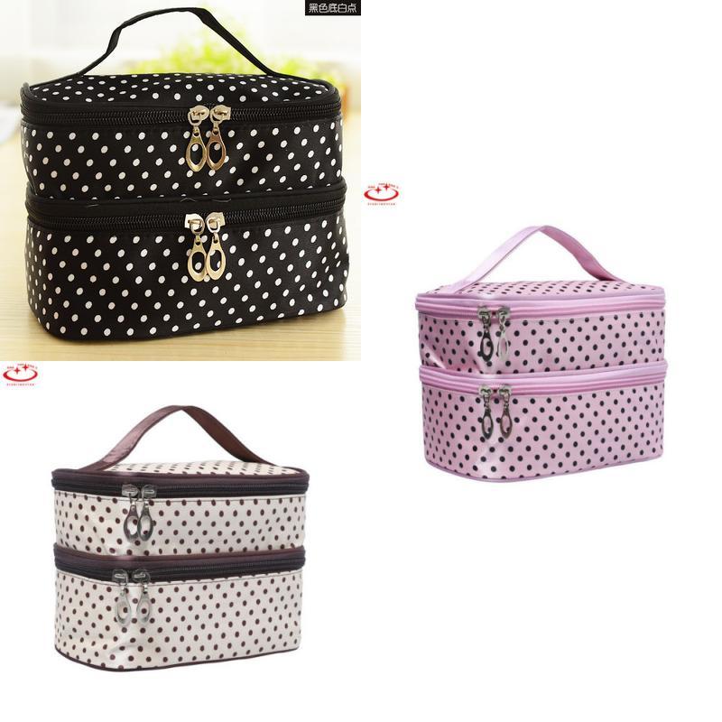 Makeup Bag Portable Travel Organizer With Double Zipper For Women Daily Use