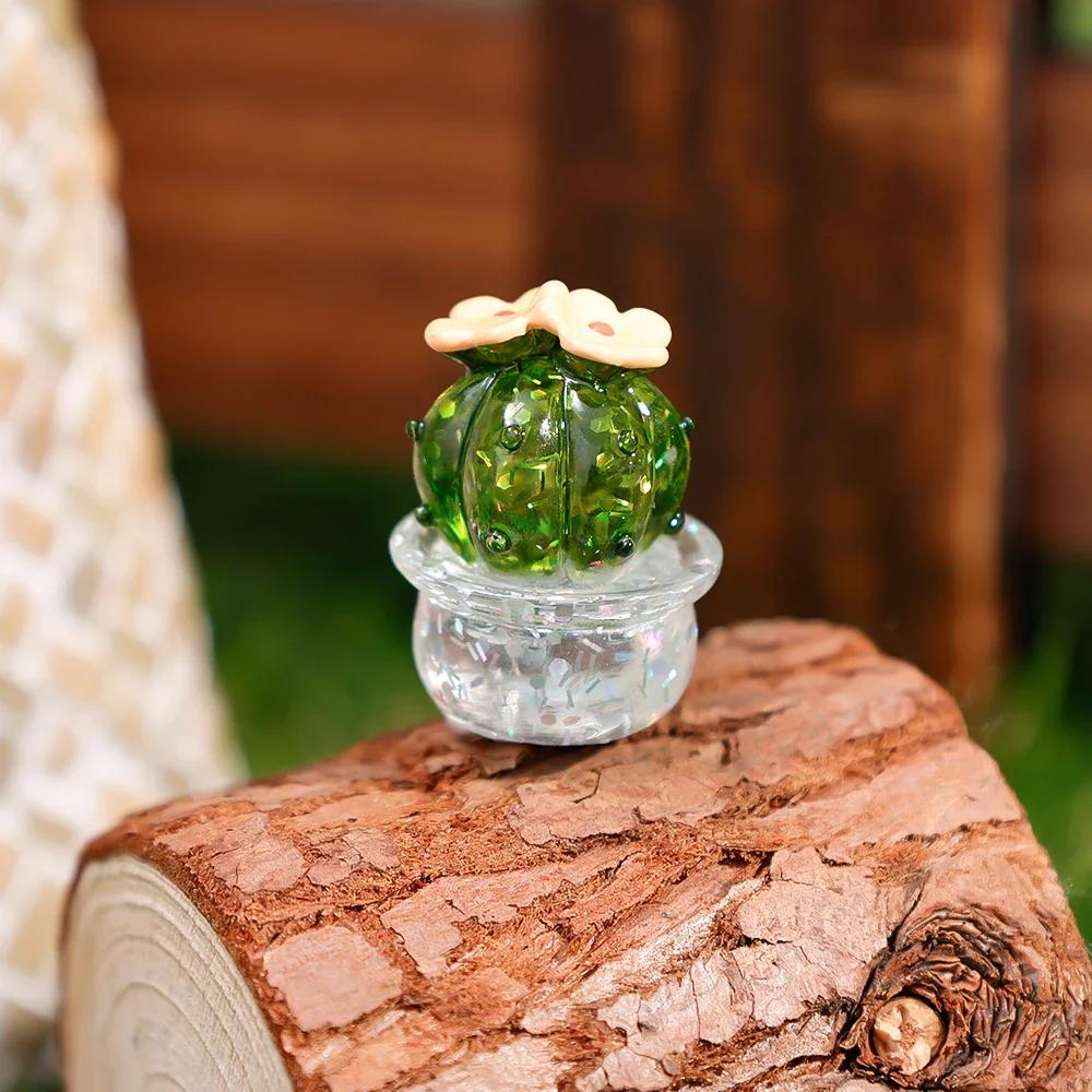 Creative Simulation Cactus Plant Decor Transparent Fleshy Car Computer Decoration Ornaments Decorative Crafts Home Accessories