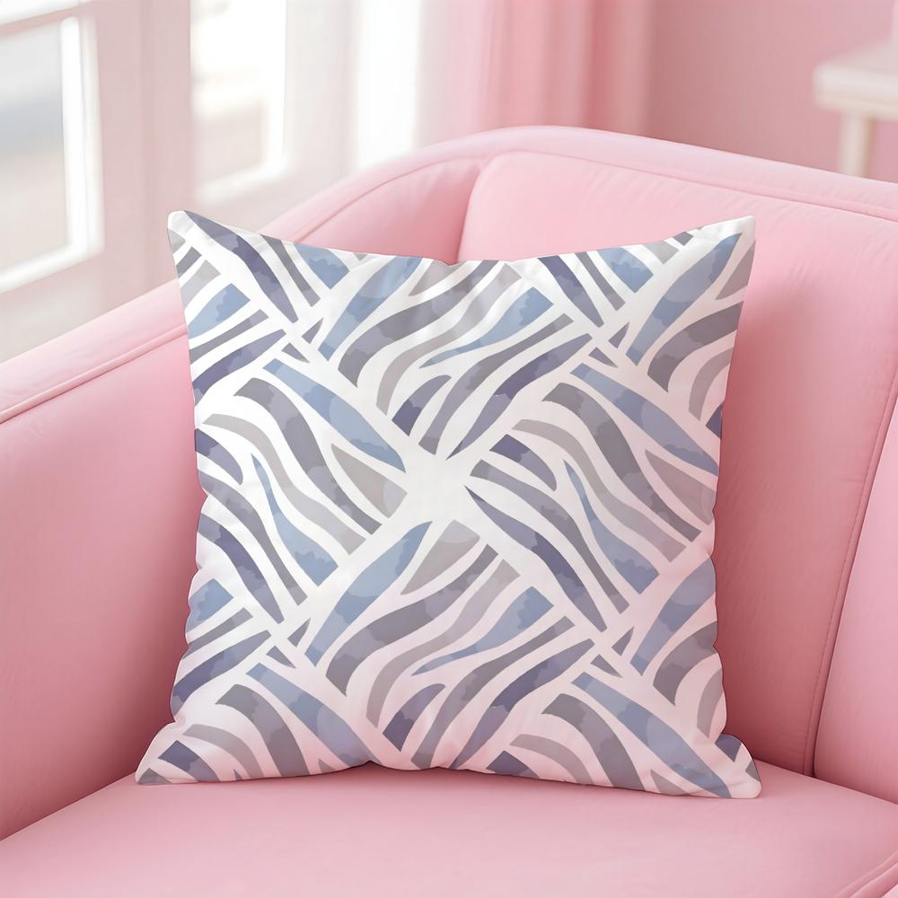 Geometric Ink Blue Cushion Cover Linen Pillowcase Cover Soft Decor for Sofa Home Room