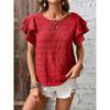 Women's Textured Ruffle Short Sleeve Blouse Summer Crew Neck Tops Dressy Casual Loose Fit Tee Shirts Beach Clothes