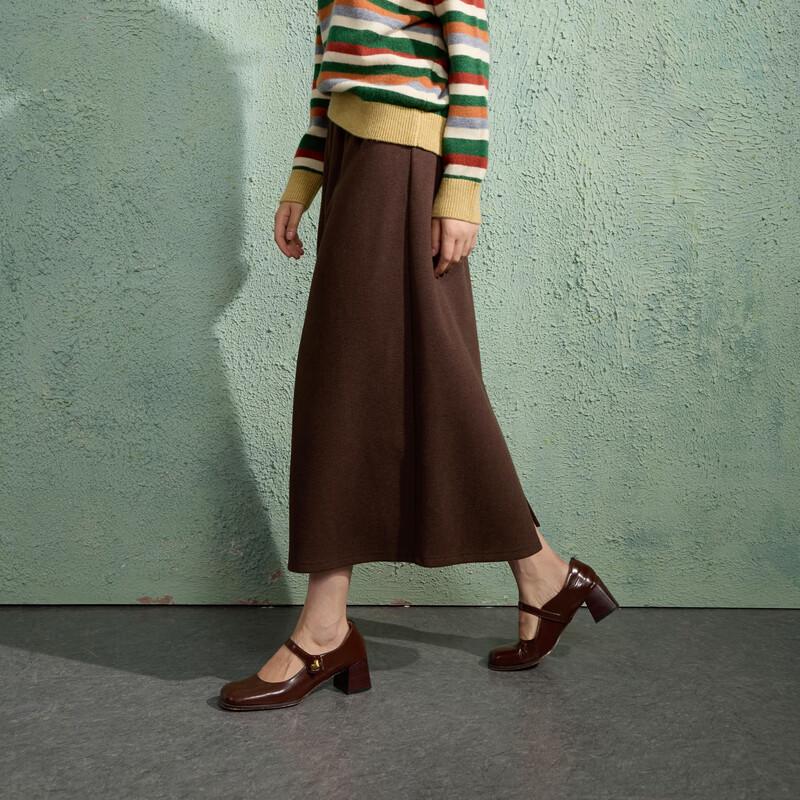 

Sancai 2024 Зимняя Вязаная Прямая Юбка Миди Большого Размера с Высокой Посадкой M (160/72B)