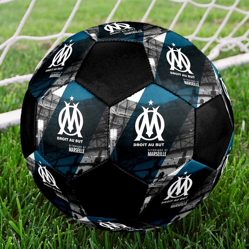 1PC Olympique De Marseille Size 5 Soccer Ball PrahaIndoor Soccer Ball Colorful All Ages Machine Stitched PVC Competition Ready Durable High-Bounce