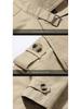 Men's Washed Cotton Fleece-Lined Mid-Length Trench Coat - Casual Autumn/Winter Outerwear