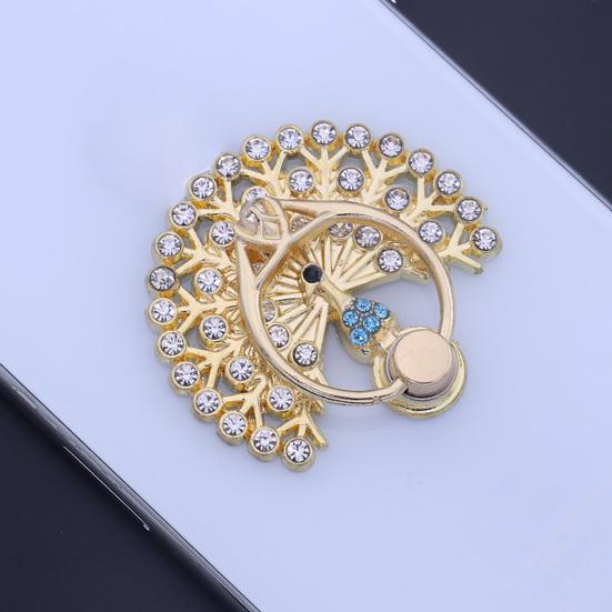 Fingerringhalter Grad Drehung Metall Anti-Verlust 360 Strass Pfau Handyring Schnalle