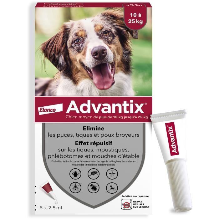 ADVANTIX Hund Lösung Antiparasitikum Mittlere Rasse 10 bis 25kg 6 Pipetten