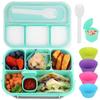 Set da 16 pezzi di portapranzo bento in plastica per studenti con scomparti adatti al microonde e stuzzicadenti per frutta