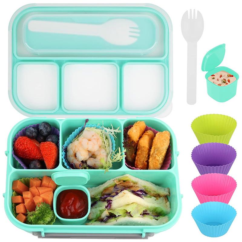 Set da 16 pezzi di portapranzo bento in plastica per studenti con scomparti adatti al microonde e stuzzicadenti per frutta
