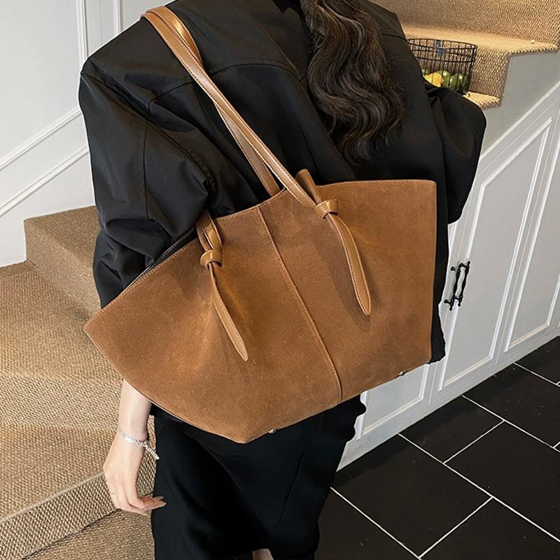 Light Luxury Brand Designer Wing Bag Frosted Suede Tote Bag Solid Color Versatile Large Capacity Women Storage Underarm Bags