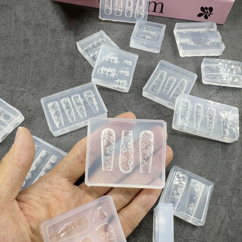 Transparente Silikon Nagelkunstform Exquisite Handgefertigte Schmetterlingsschleife Blume 3D Nagelkunstzubehör DIY Kreative Nagelkunstform Geschenk