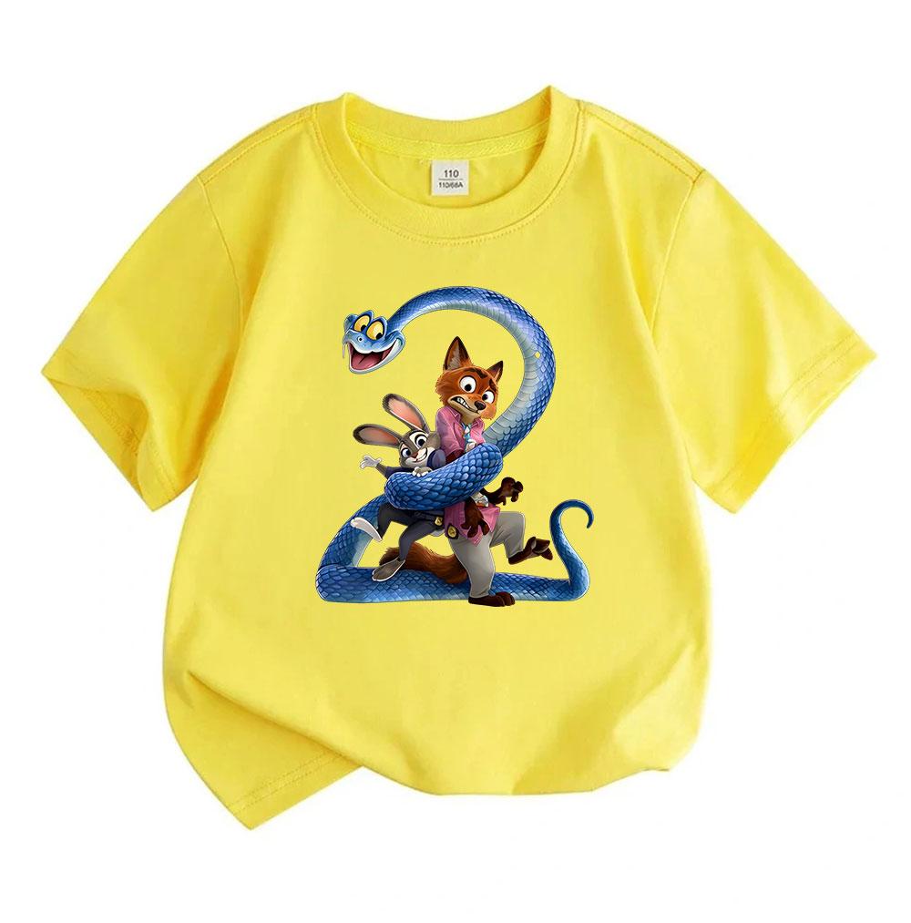 Kids Boys Girls 100% Cotton Crew Neck Short Sleeve T-Shirt, Funny Cartoon Rabbit Fox Snake Print Casual Comfortable Tee Tops for Children Daily Wear