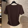 Women's Pleated Slim Fit Short Sleeve T-Shirt