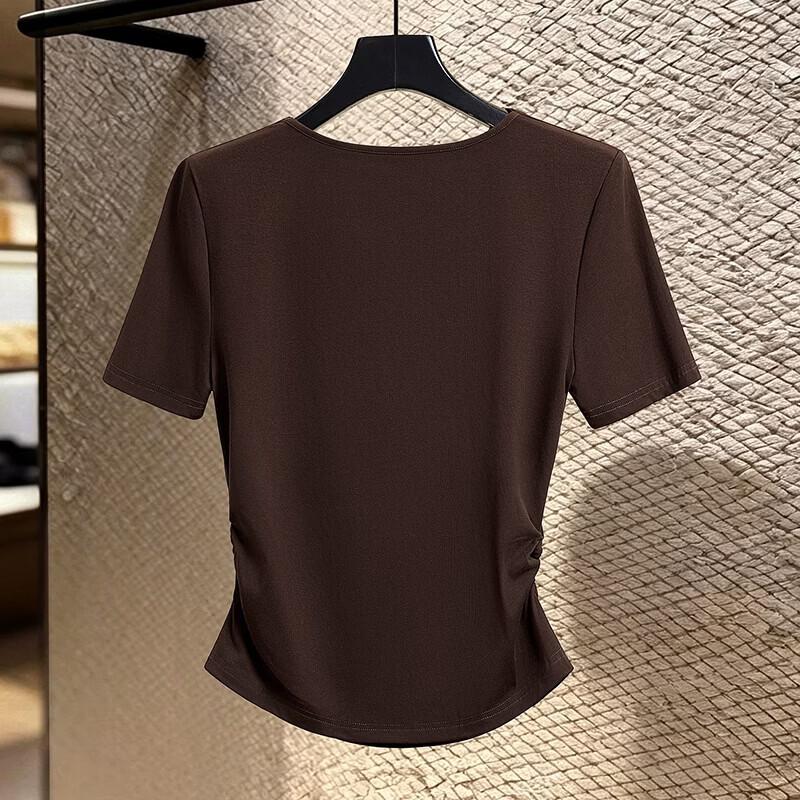 Women's Pleated Slim Fit Short Sleeve T-Shirt