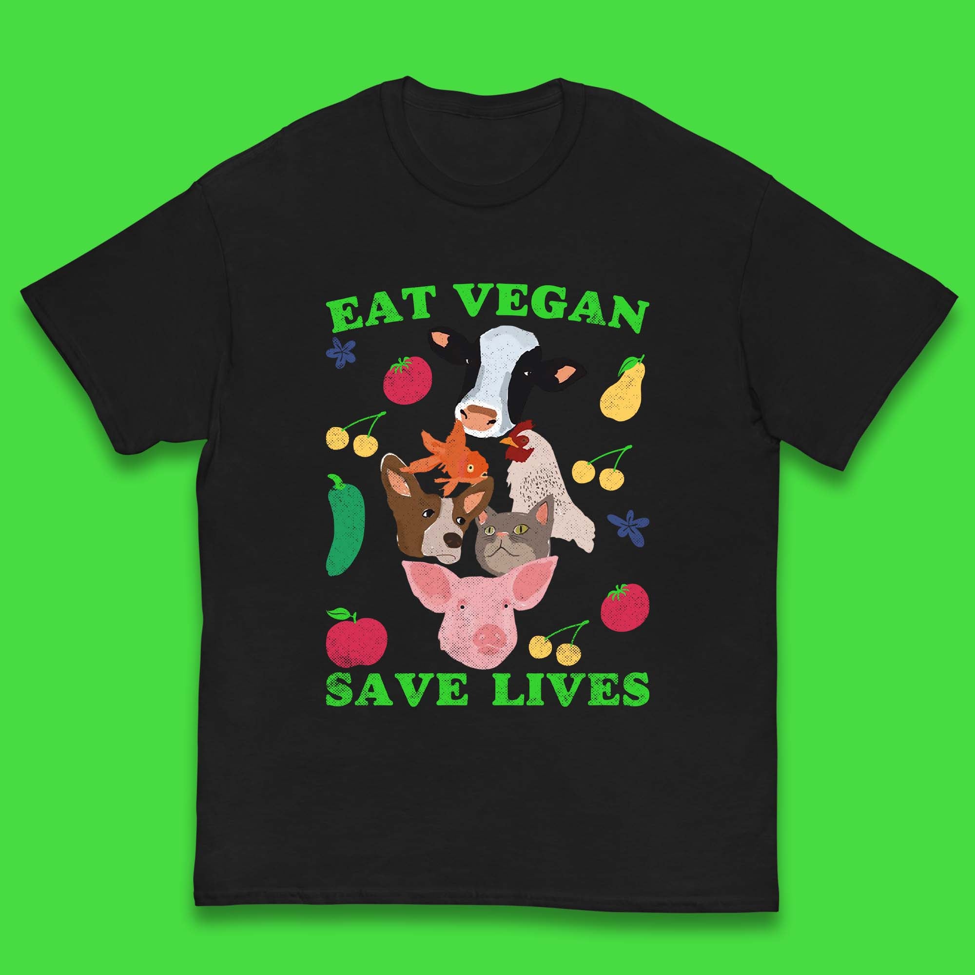 Eat Vegan Save Lives Kids T-Shirt 100