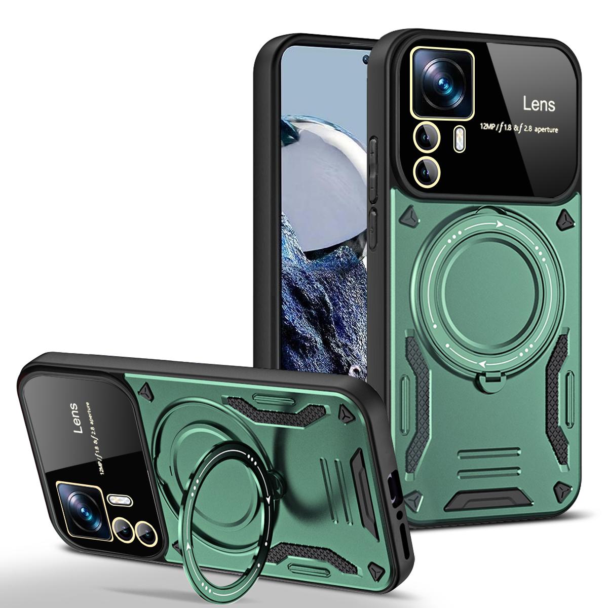 

Для Xiaomi 12T Pro Чехол Magsafe Magnetic Wireless Charge Armor Чехлы для Xiaomi Mi12T Mi 12T Pro Ring Stand Phone Cover For Xiaomi 12T Pro зелёный