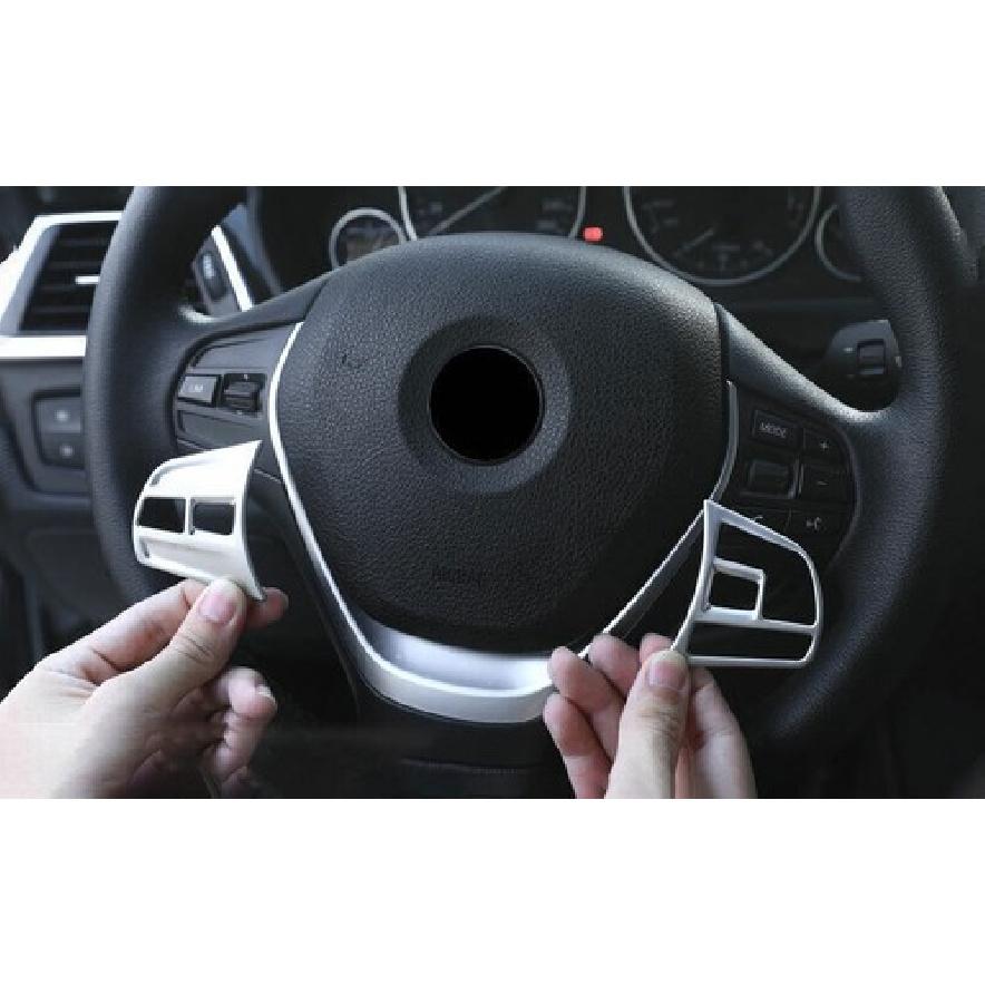 13-19 Steering Wheel Button Frame Matte Silver Cover Trim For BMW 3 4 Series GT