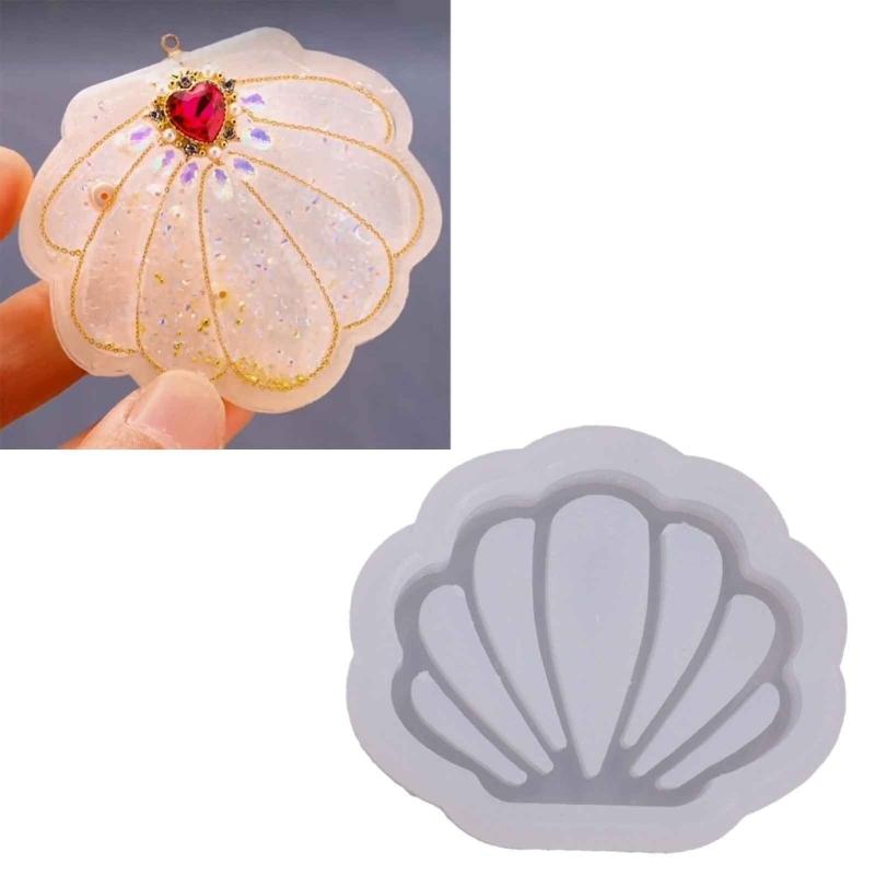 DIY Seashell Ornament Quicksand Silicone Epoxy Mold DIY Keychain Pendant Jewelry Crafting Mould for Valentine Love Gift