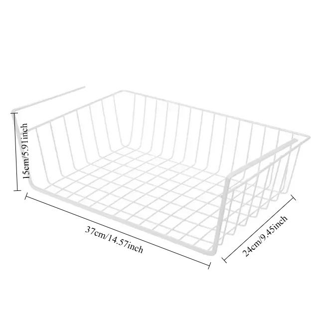Xiaomi Hanging Mesh Storage Basket, Wire Shelf Rack for Cupboard Under Desk Closet,S L Size Iron Organizer, Space Saving Slide-On Mount