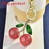 Cherry Keychain Bag Charm With Metallic Electroplating For Fashionable Car Accessories