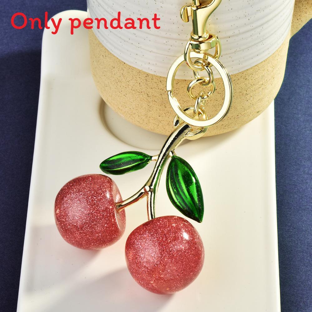 Cherry Keychain Bag Charm With Metallic Electroplating For Fashionable Car Accessories